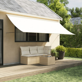 Retractable Awning Cream Fabric 137.8 x 59.1 in Retract...