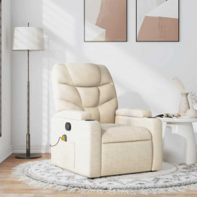 Massage Recliner Chair Cream Fabric (100% polyester), m...