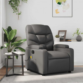 Massage Recliner Chair Grey Faux leather, metal, plywoo...