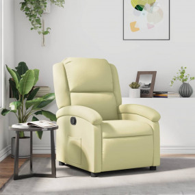 Recliner Chair Cream Genuine leather, metal, plywood St...