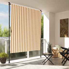 Outdoor Roller Blind Orange and White Polyester, Steel
