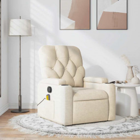 Massage Recliner Chair Cream Polyester Fabric Standard