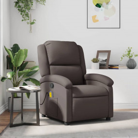 Massage Recliner Chair Dark Brown Real leather, metal, ...