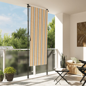 Outdoor Roller Blind Yellow and White Fabric and Steel