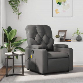 Massage Recliner Chair Grey Faux leather, metal, plywoo...