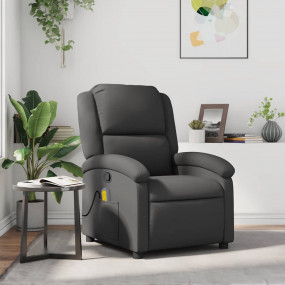 Massage Recliner Chair Grey Real leather, metal, plywoo...