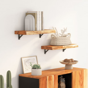 Wall Shelf Brown Solid Acacia wood 15.7 x 11.8 x 1.0 in...