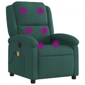 Massage Recliner Chair Dark Green Velvet, Metal, Plywoo...