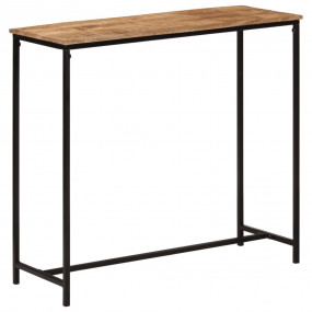 Console Table Mango Wood and Black Iron Solid Mango Woo...