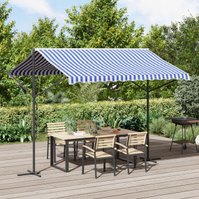 Free Standing Awning Blue and White