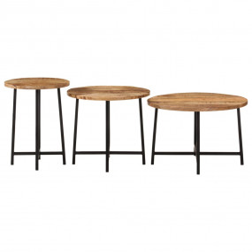 Nesting Coffee Table Natural wood and black Solid mango...