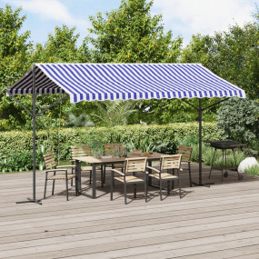 Free Standing Awning Blue and White