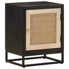 Bedside Cabinet Black Solid mango wood and iron Standar...