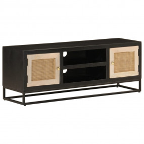 TV Cabinet Black Solid mango wood, Iron TV Cabinet Rect...