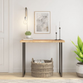 Table Top Natural Solid acacia wood 35.4x15.7x1.0 in Du...