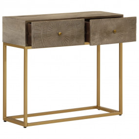 Console Table Natural Brown and Gold Solid mango wood a...