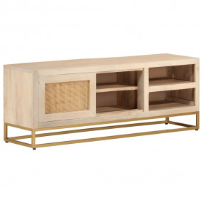 TV Cabinet Natural Mango Wood Solid Mango Wood and Iron
