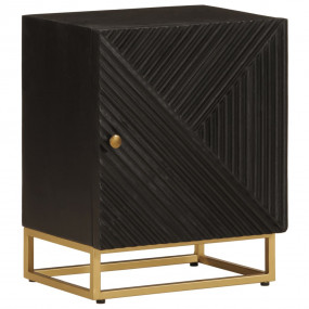 Bedside Cabinet Black Solid mango wood and iron