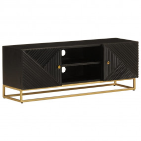 TV Cabinet Black Solid mango wood and iron Medium TV Ca...