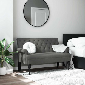 Bench Dark grey Plywood, polyester, rubber wood, foam M...