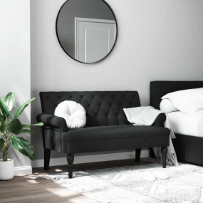Bench Black Polyester, Plywood, Solid Rubber Wood Mediu...