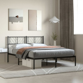 Metal Bed Frame Black Powder-Coated Steel 47.2x74.8 in ...