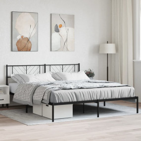 Metal Bed Frame Black Powder-Coated Steel Super King
