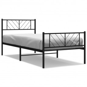 Metal Bed Frame Black Powder-Coated Steel Single Metal ...
