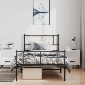 Metal Bed Frame Black Steel Single Metal Bed Frame Rect...