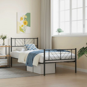 Metal Bed Frame Black Powder-Coated Steel Twin Storage