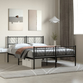 Metal Bed Frame Black Powder-coated steel Full Modern S...