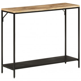 Console Table Black, Mango Wood Solid Mango Wood, Iron