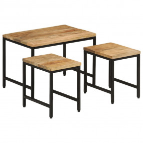 Nesting Coffee Table Rough Mango Wood color with Black ...