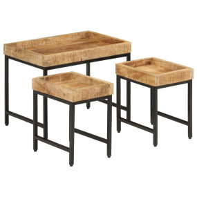 Nesting Coffee Table Rough Mango Wood Solid Mango Wood,...
