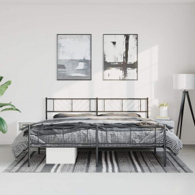 Metal Bed Frame Black Powder-Coated Steel 72 x 84 in