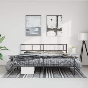 Metal Bed Frame Black Steel 76 x 80 in Modern Metal Bed...
