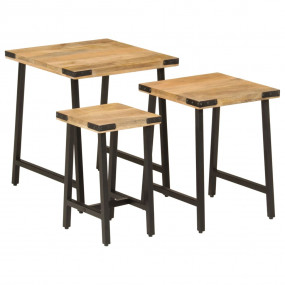 Nesting Coffee Table Natural wood and black Solid mango...