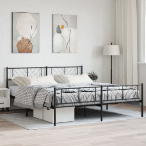 Metal Bed Frame Black Powder-Coated Steel 79 x 79 in