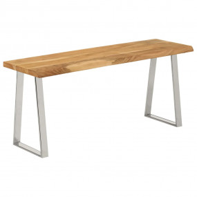 Bench Natural Wood Solid Acacia Wood 41.3 in Durable Be...