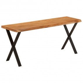 Bench Natural wood, Black Solid acacia wood, Powder-coa...