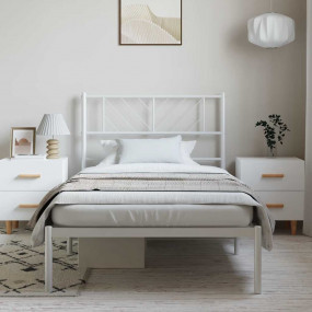 Metal Bed Frame White Steel Single Metal Bed Frame Rect...