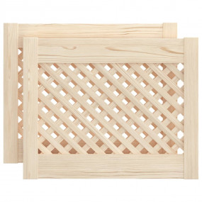Cabinet Door Set of 2 Natural Pine Solid Pine Wood Medi...