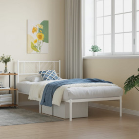 Metal Bed Frame White Powder-coated Steel 42.1 x 80.0 i...