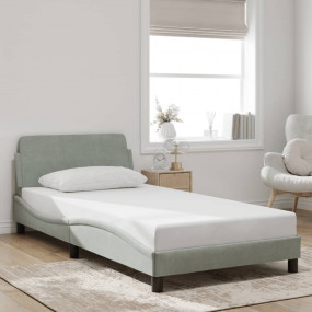 Bed Frame Light Gray Velvet, Metal, Plywood, Engineered...