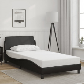 Bed Frame Black Faux leather, metal, plywood, engineere...