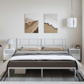 Metal Bed Frame White Powder-Coated Steel Double Storag...
