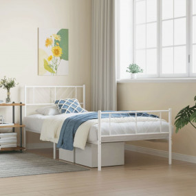 Metal Bed Frame White Steel Twin Twin Bed Frame Rectang...