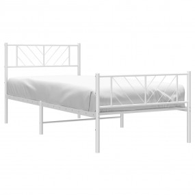 Metal Bed Frame White Powder-Coated Steel Twin Bed Fram...