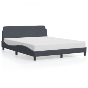 Bed Frame Dark Grey Velvet, Metal, Solid Pine Wood, Ply...