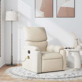 Massage Recliner Chair Cream Fabric (100% polyester), m...